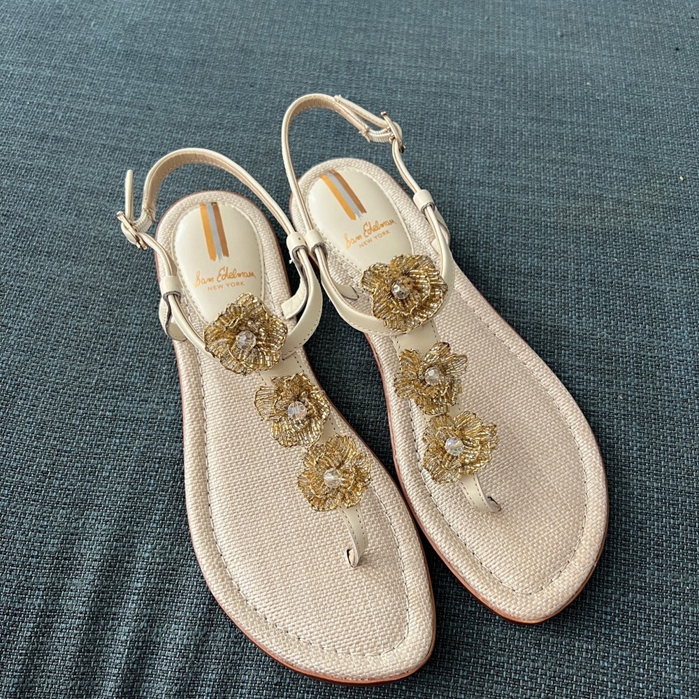 San Edelman brand new Gigi Floral Sandals - ivory